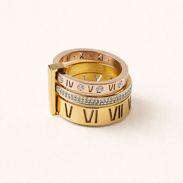 Roma Triple Band Roman Numeral Ring