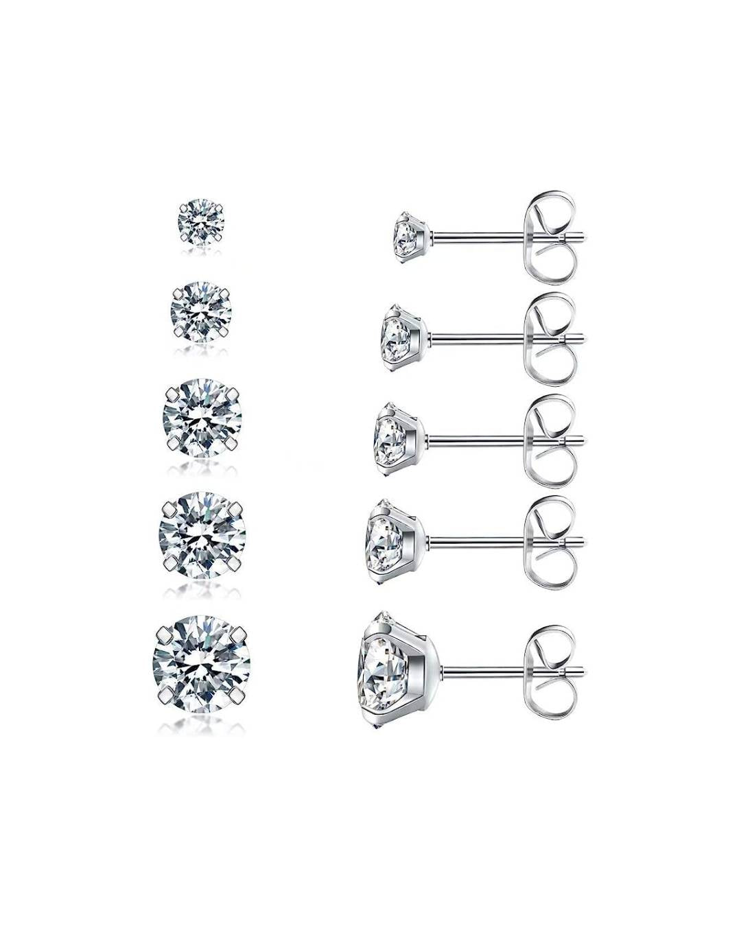 Starlet Zirconia Stud Set (5 Pairs) – 14K Gold Waterproof