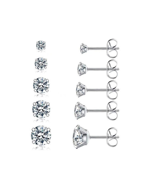 Starlet Zirconia Stud Set (5 Pairs) – 14K Gold Waterproof