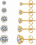 Starlet Zirconia Stud Set (5 Pairs) – 14K Gold Waterproof