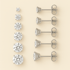 Starlet Zirconia Stud Set (5 Pairs) – 14K Gold Waterproof