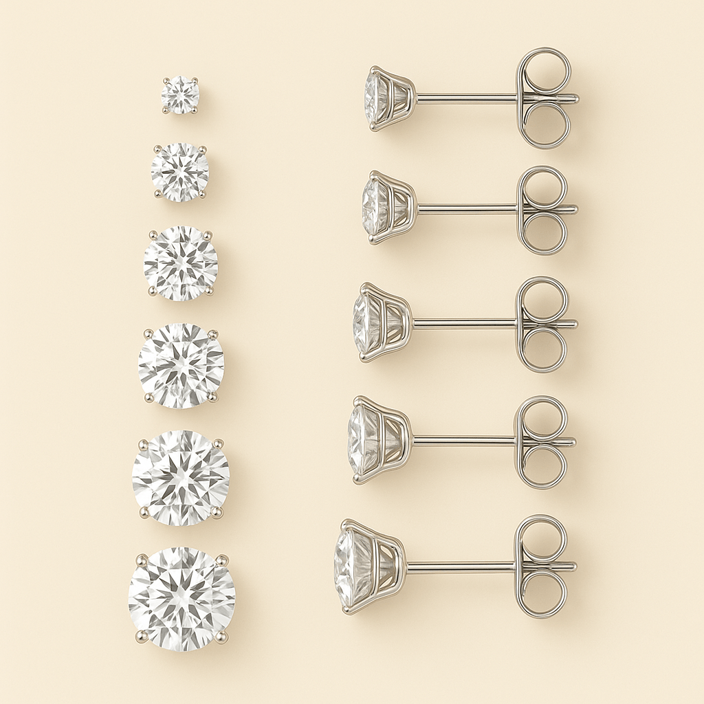 Starlet Zirconia Stud Set (5 Pairs) – 14K Gold Waterproof