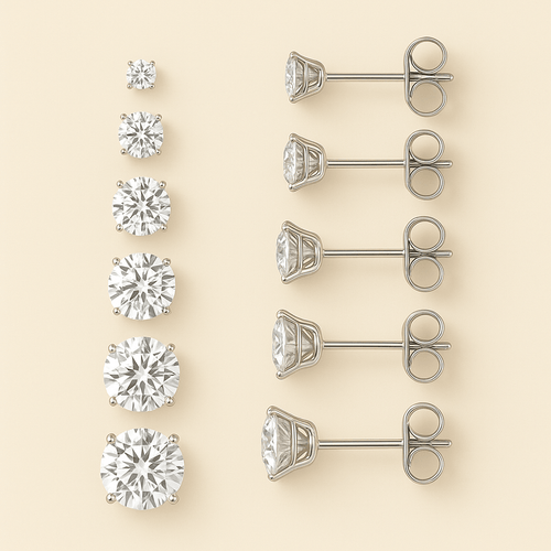 Starlet Zirconia Stud Set (5 Pairs) – 14K Gold Waterproof