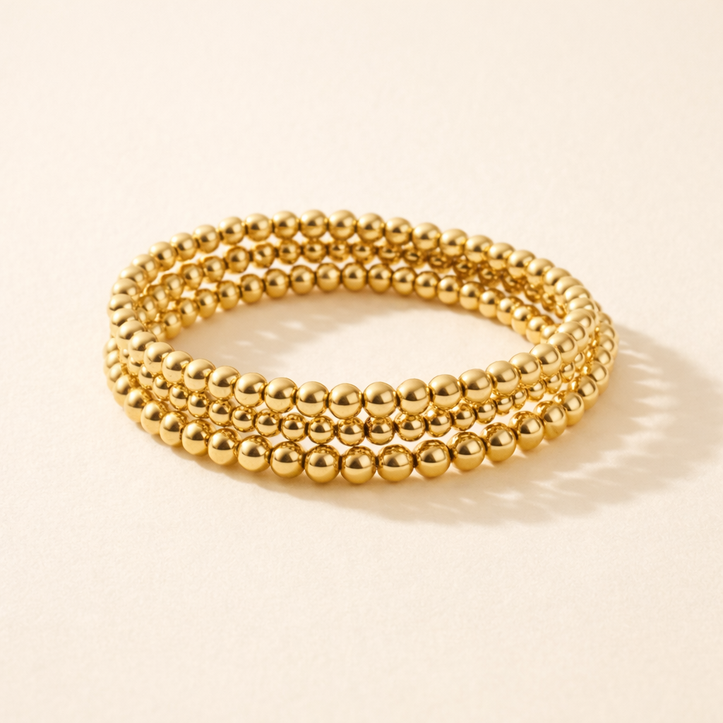 Solana Beaded Bracelet – 14K Gold Waterproof Stackable