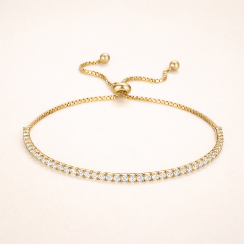 Luna Adjustable Tennis Bracelet – 14K Gold Zirconia Waterproof