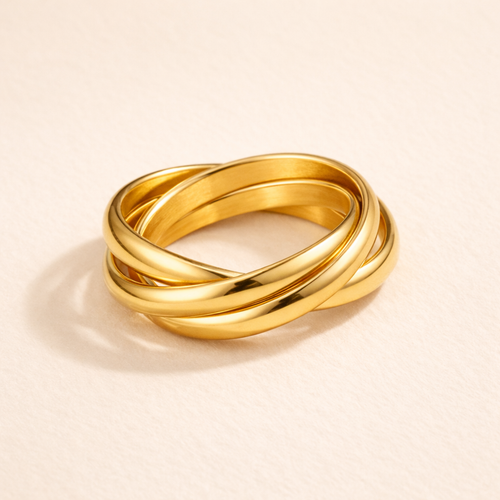 Serenity Triple Roller Ring – 18K Gold Waterproof Anxiety Ring