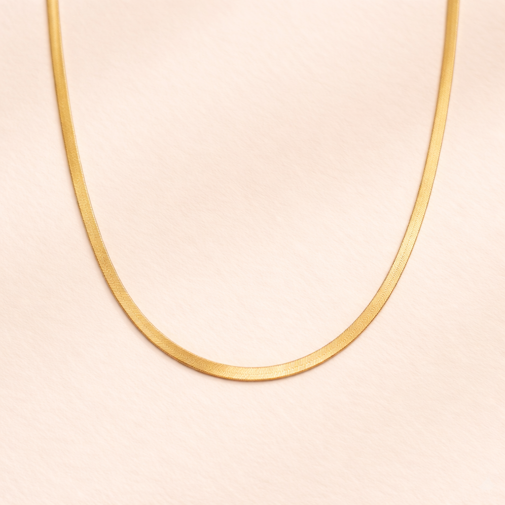 Aura Herringbone Necklace – 14K Gold Waterproof Jewelry