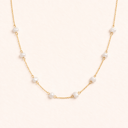 Elia Dainty Pearl Necklace – 14K Gold Waterproof