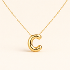 Puffy Bubble Letter Initial Necklace – 14K Gold Waterproof
