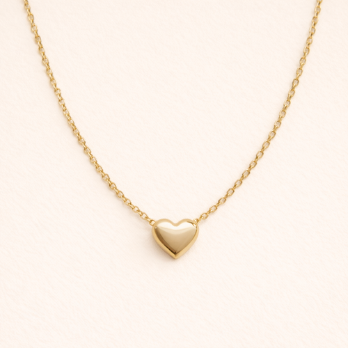 Dainty Heart Pendant Necklace – 14K Gold Waterproof