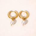 Sirena Pearl Drop Hoop Earrings – 14K Gold Waterproof