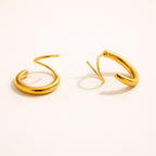 Tidal Double Hoop Earrings – 14K Gold Waterproof