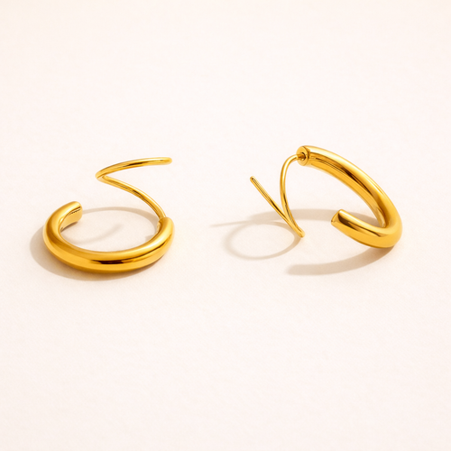 Tidal Double Hoop Earrings – 14K Gold Waterproof