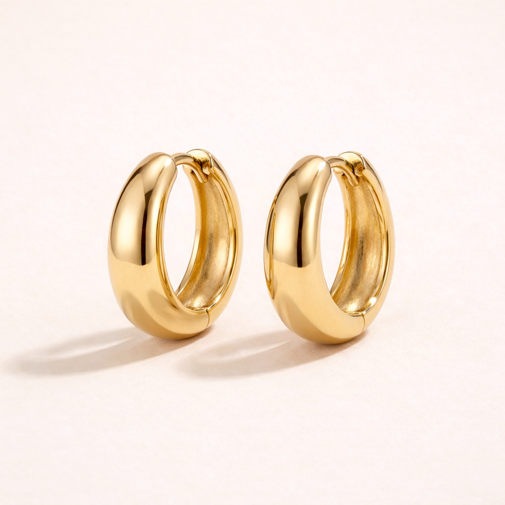 Lumi Mini Drop Huggie Earrings – 14K Gold Waterproof