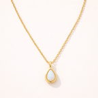 Aurora Opal Drop Necklace – 18K Gold Waterproof