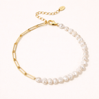 Elara Paperclip Pearl Bracelet