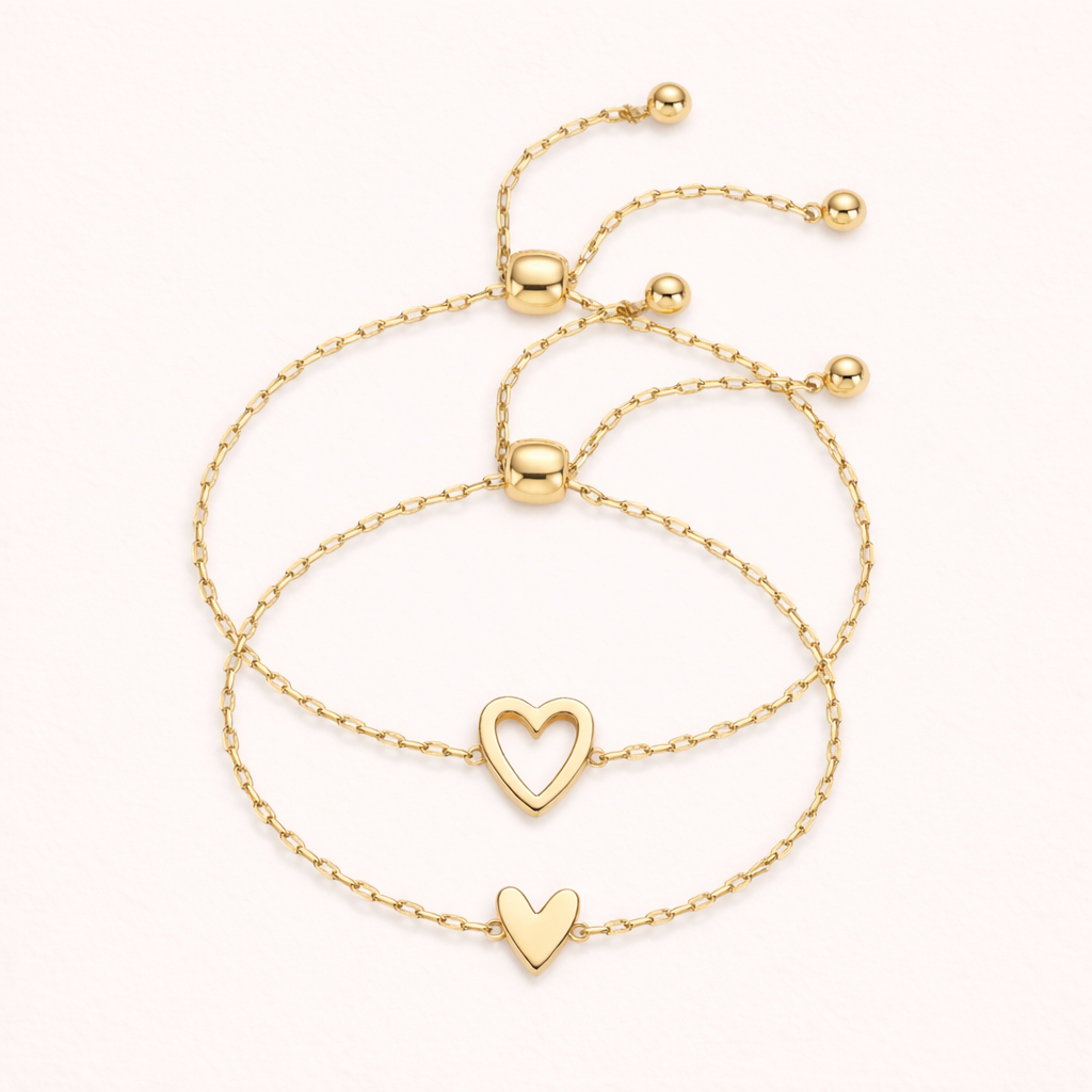 Double Heart Charm Bracelet