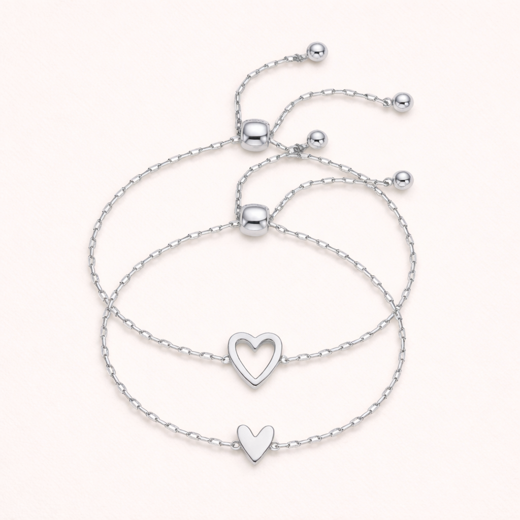Double Heart Charm Bracelet