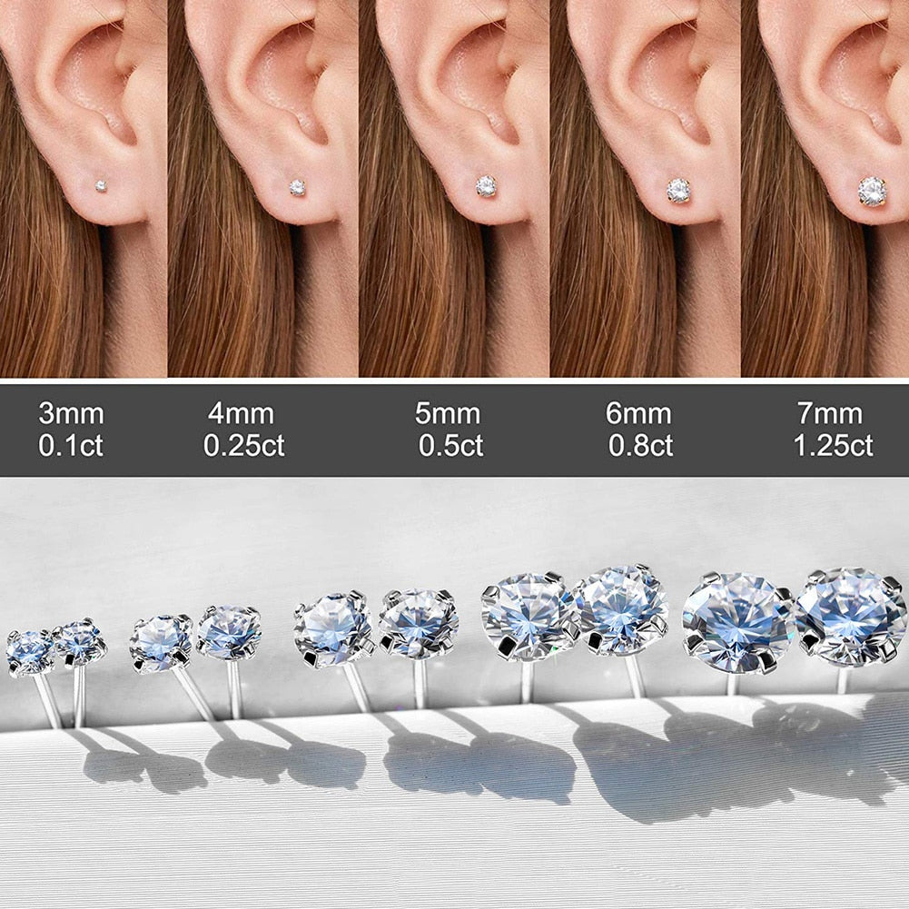 Starlet Zirconia Stud Set (5 Pairs) – 14K Gold Waterproof