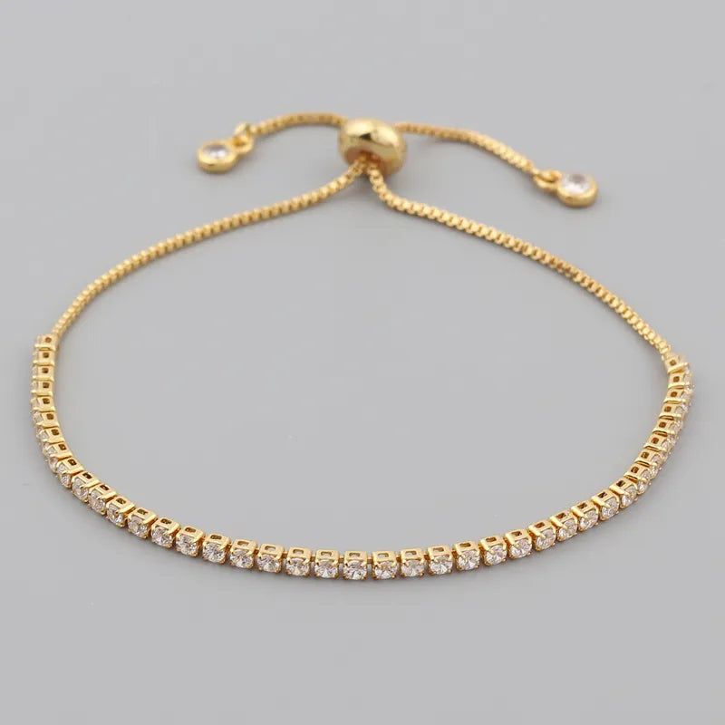Luna Adjustable Tennis Bracelet – 14K Gold Zirconia Waterproof