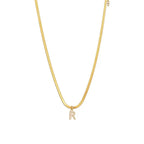 Diamond Initial Herringbone Necklace – 18K Gold Waterproof