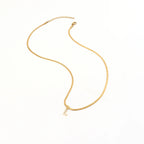 Diamond Initial Herringbone Necklace – 18K Gold Waterproof