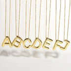 Puffy Bubble Letter Initial Necklace – 14K Gold Waterproof