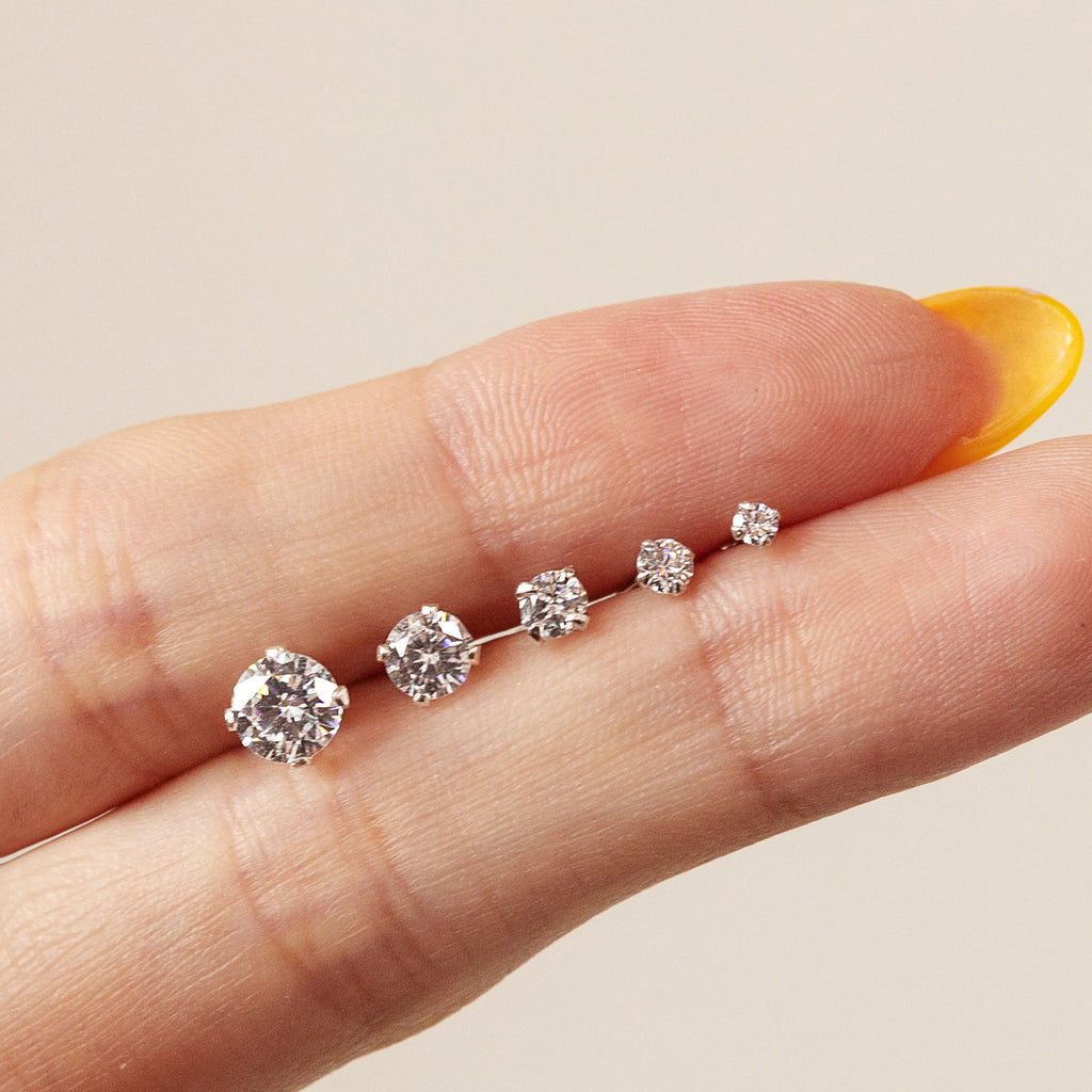 Starlet Zirconia Stud Set (5 Pairs) – 14K Gold Waterproof