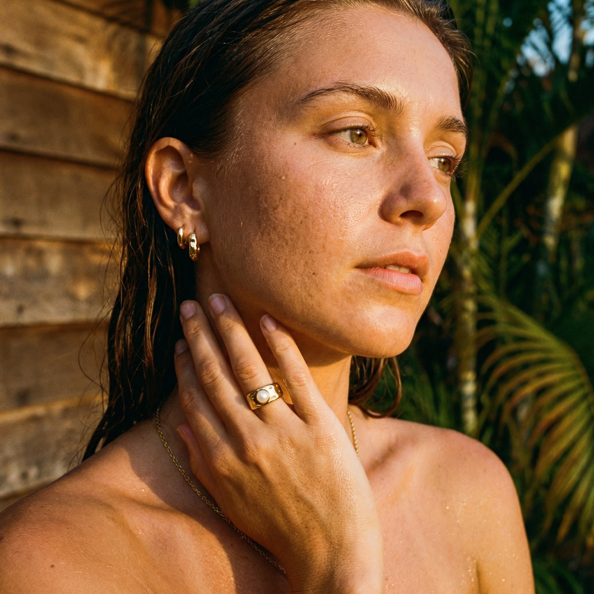 Ondina Gold Pearl Ring – 14K Gold Waterproof