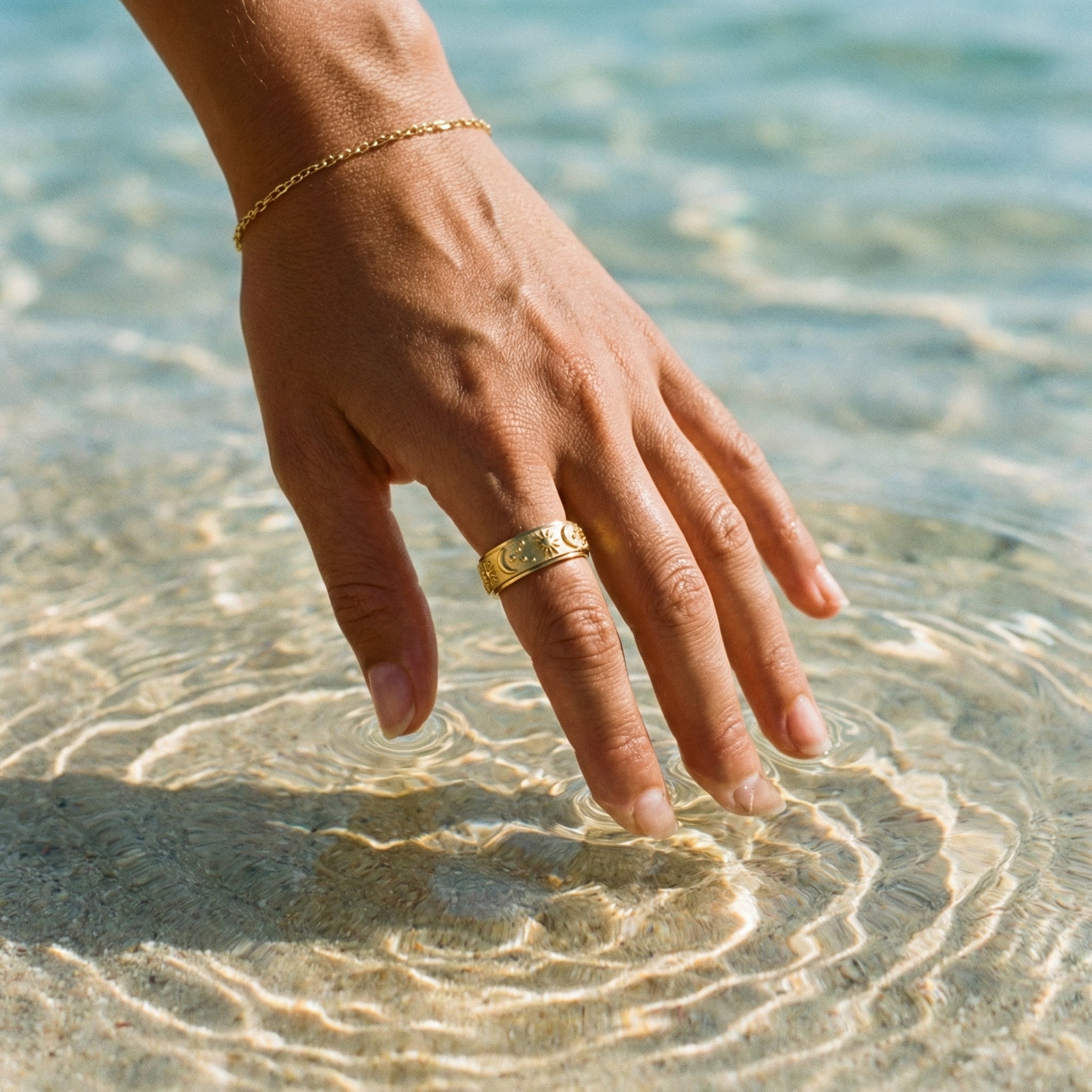 Cosmos Spinning Anxiety Ring – 14K Gold Waterproof