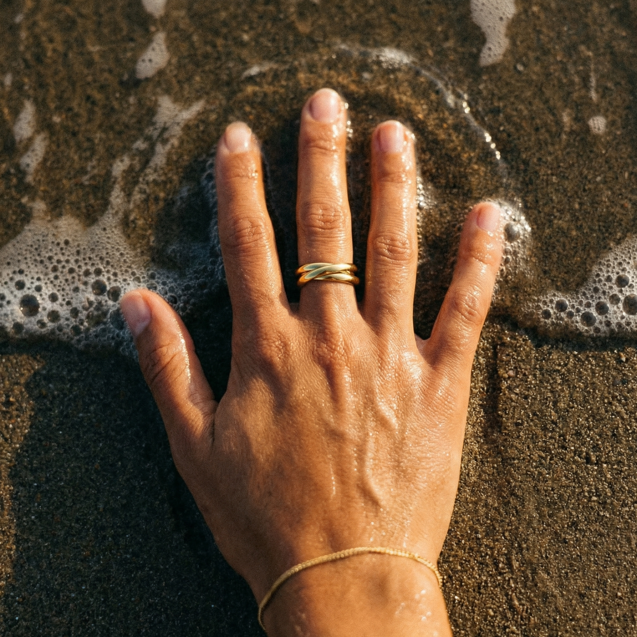 Serenity Triple Roller Ring – 18K Gold Waterproof Anxiety Ring