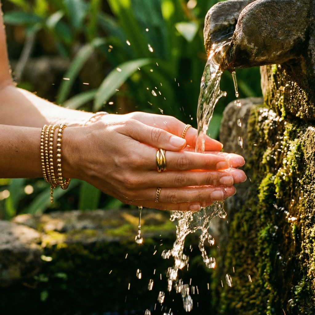 Serenity Triple Roller Ring – 18K Gold Waterproof Anxiety Ring