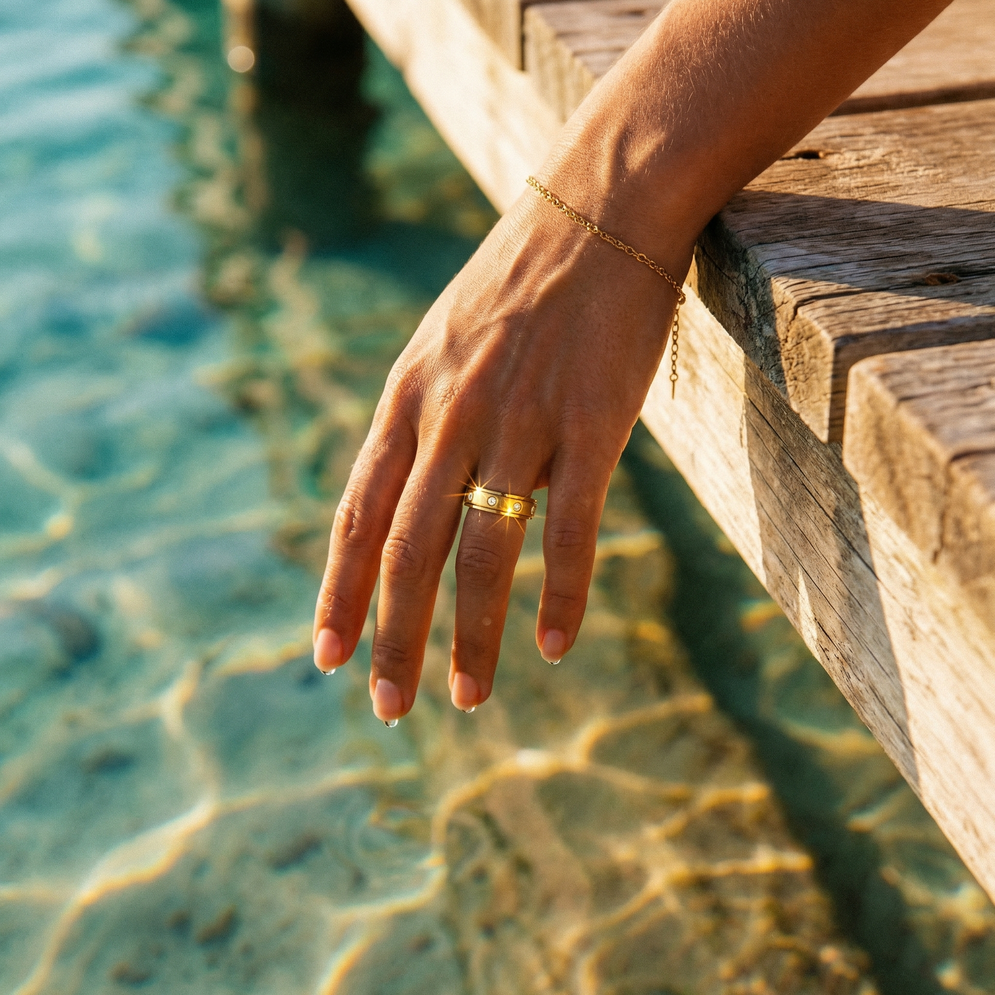 Amore Spinning Anxiety Ring – 18K Gold Zirconia Waterproof