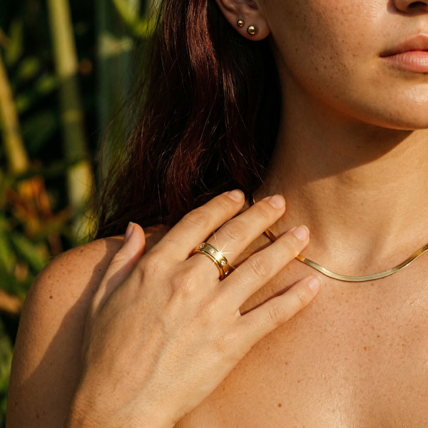 Amore Spinning Anxiety Ring – 18K Gold Zirconia Waterproof