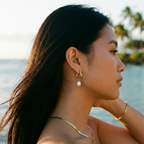 Sirena Pearl Drop Hoop Earrings – 14K Gold Waterproof