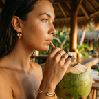 Lumi Mini Drop Huggie Earrings – 14K Gold Waterproof