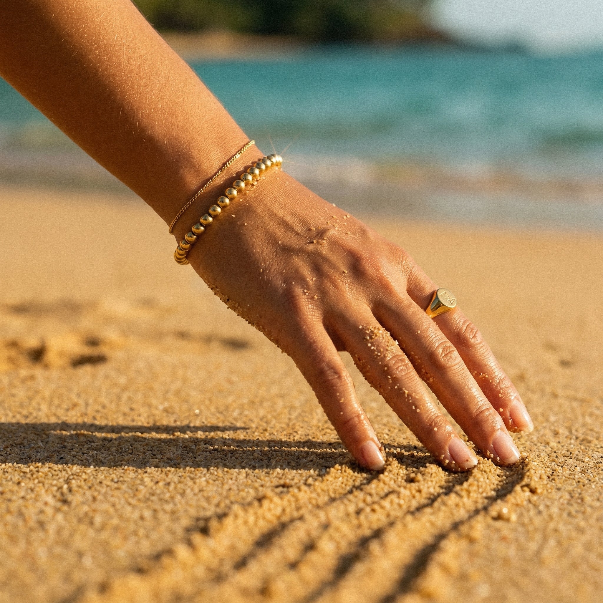 Solana Beaded Bracelet – 14K Gold Waterproof Stackable