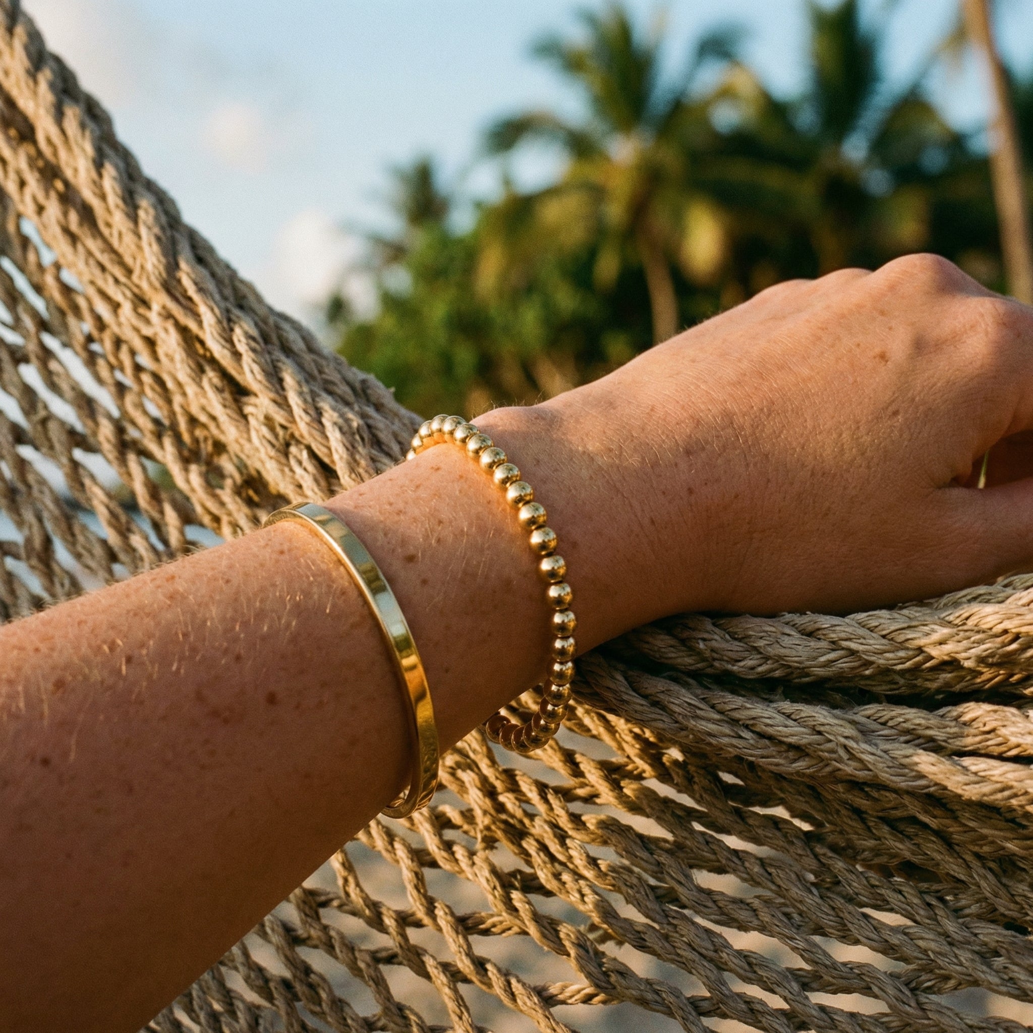 Solana Beaded Bracelet – 14K Gold Waterproof Stackable