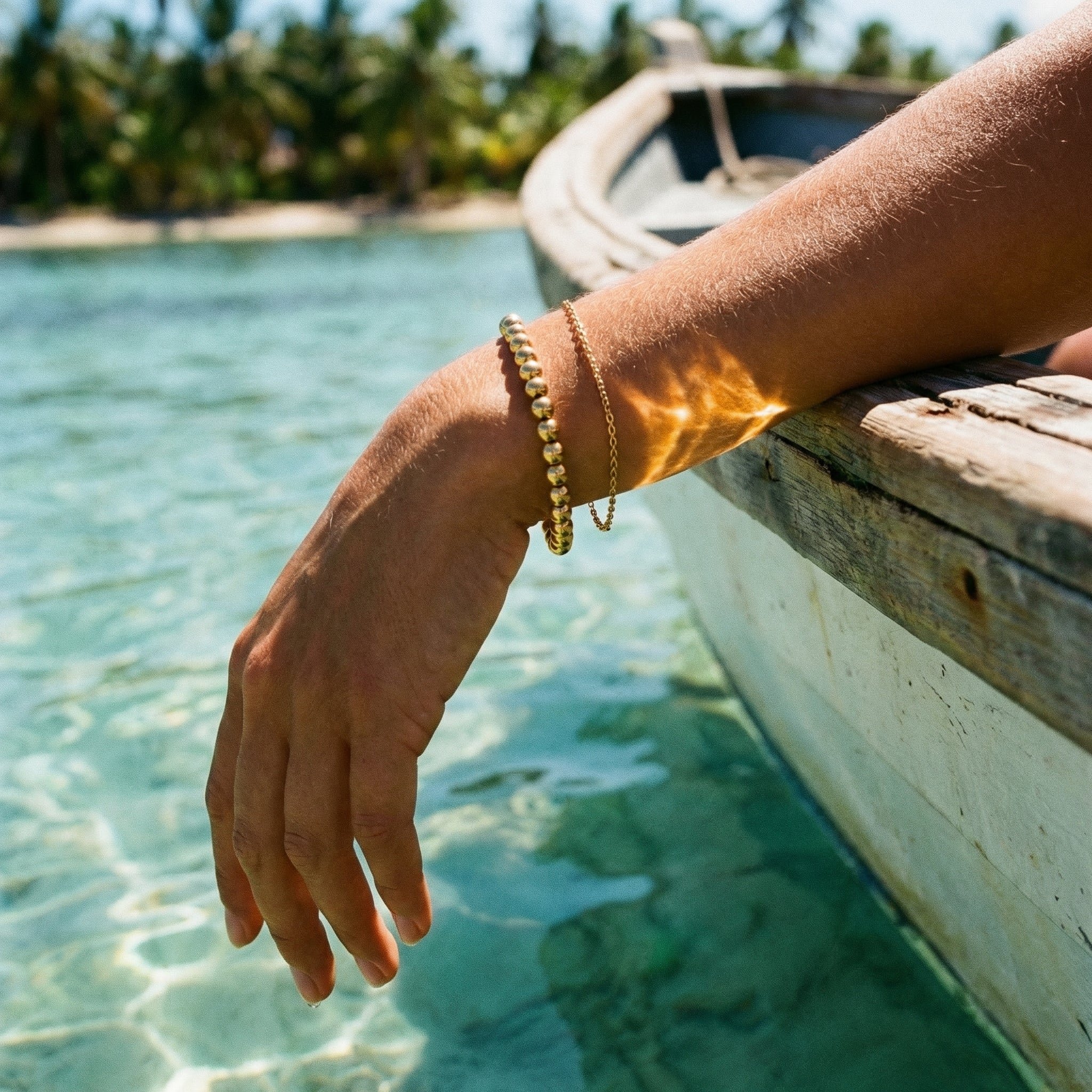 Solana Beaded Bracelet – 14K Gold Waterproof Stackable