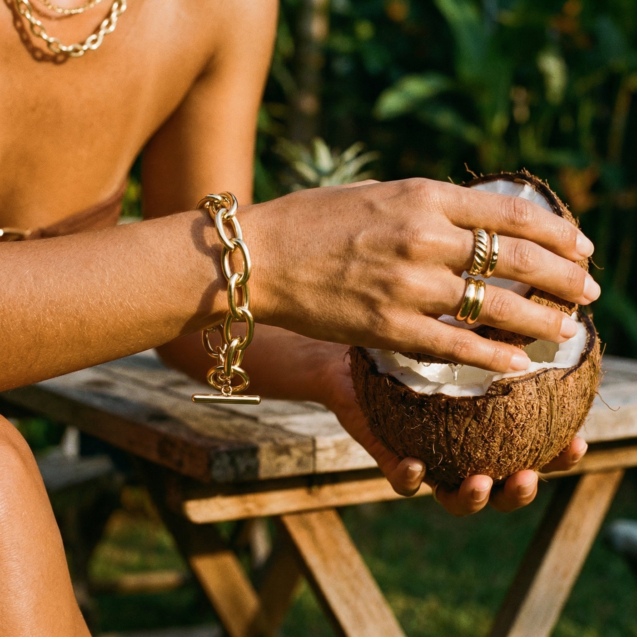 Bella Chunky Gold Bracelet – 14K Gold Waterproof