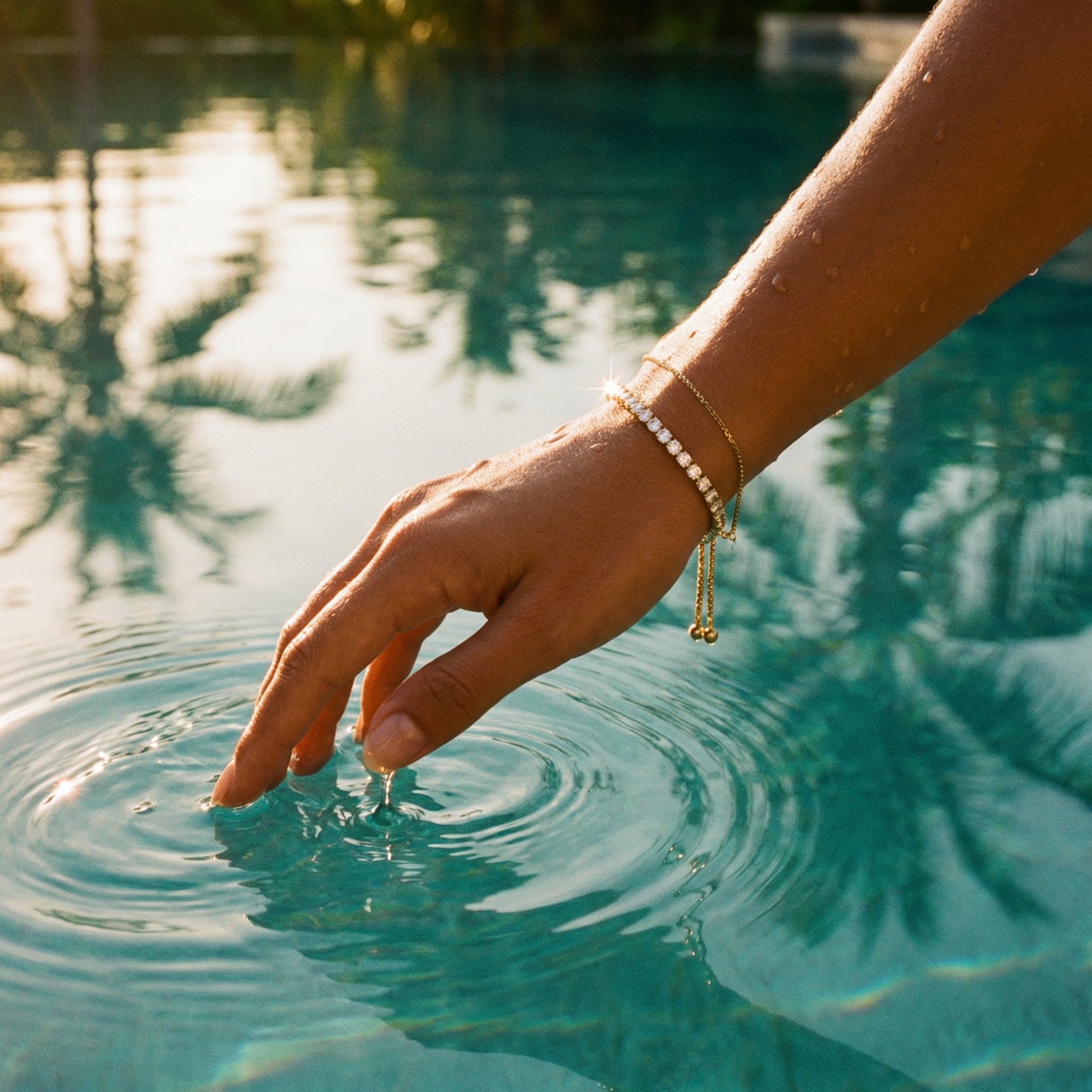 Luna Adjustable Tennis Bracelet – 14K Gold Zirconia Waterproof