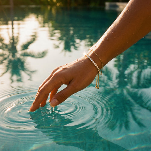Luna Adjustable Tennis Bracelet – 14K Gold Zirconia Waterproof