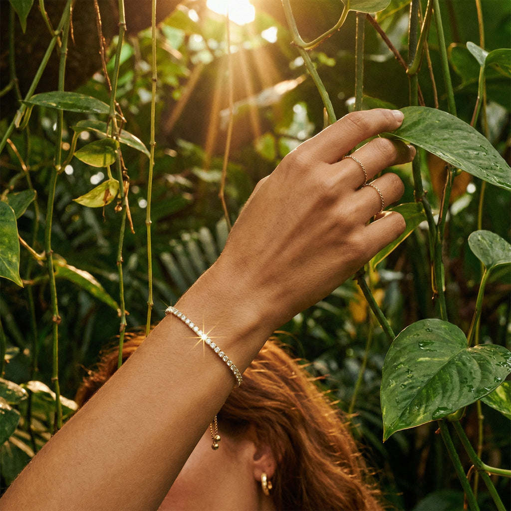 Luna Adjustable Tennis Bracelet – 14K Gold Zirconia Waterproof