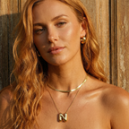 Puffy Bubble Letter Initial Necklace – 14K Gold Waterproof