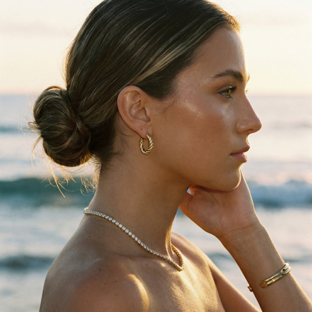 Riviera Tennis Necklace – 14K Gold Zirconia Waterproof