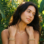 Diamond Initial Herringbone Necklace – 18K Gold Waterproof