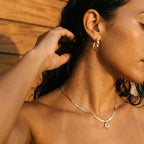 Diamond Initial Herringbone Necklace – 18K Gold Waterproof