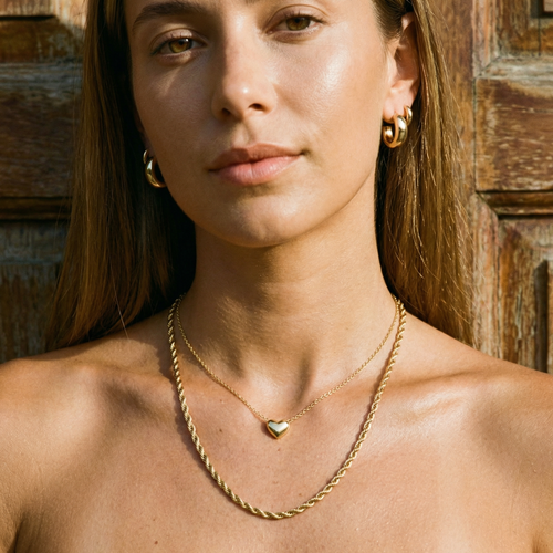 Dainty Heart Pendant Necklace – 14K Gold Waterproof
