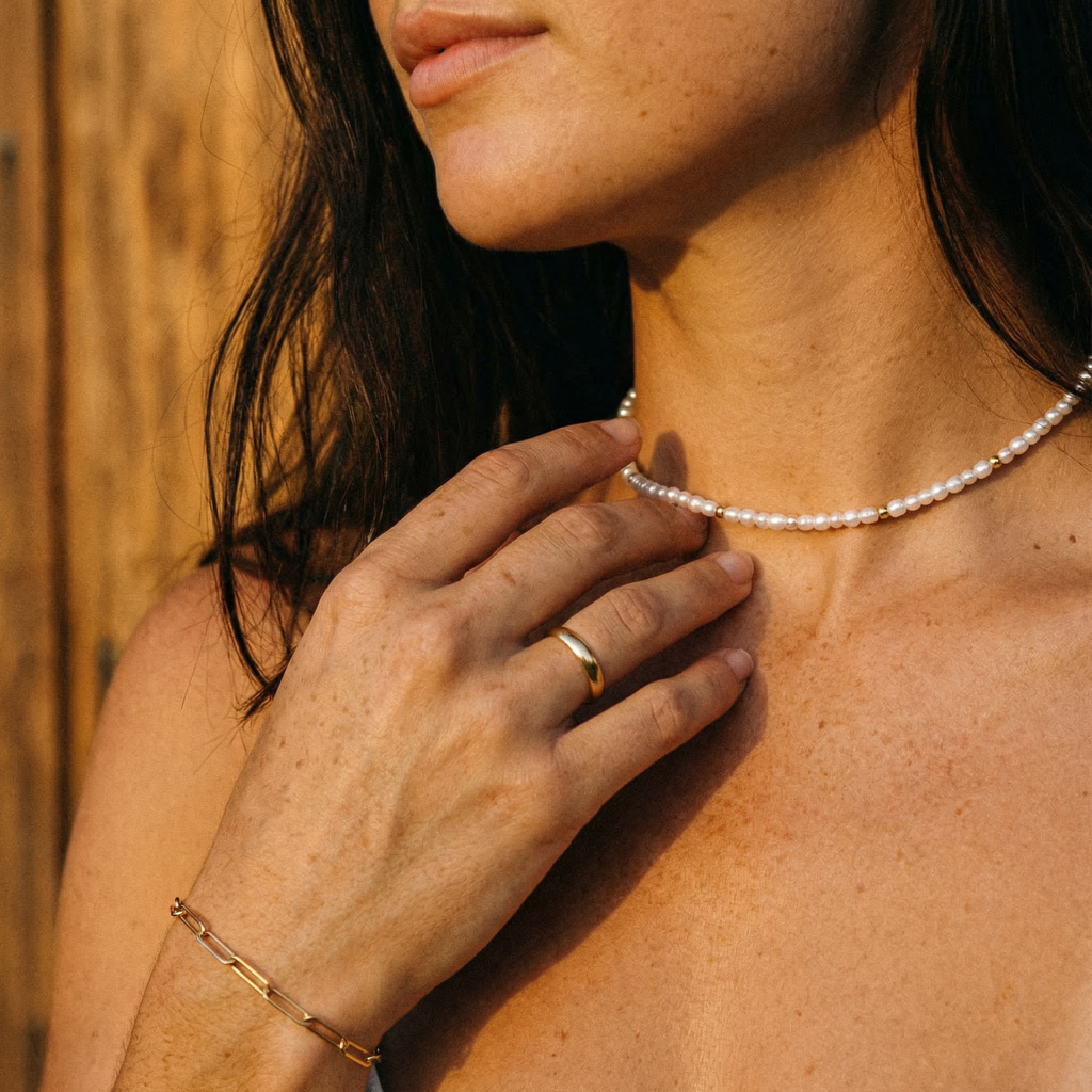 Capri Pearl and Gold Choker – 18K Gold Waterproof