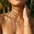 Oceana Shell Pearl Pendant Necklace – 14K Gold Waterproof